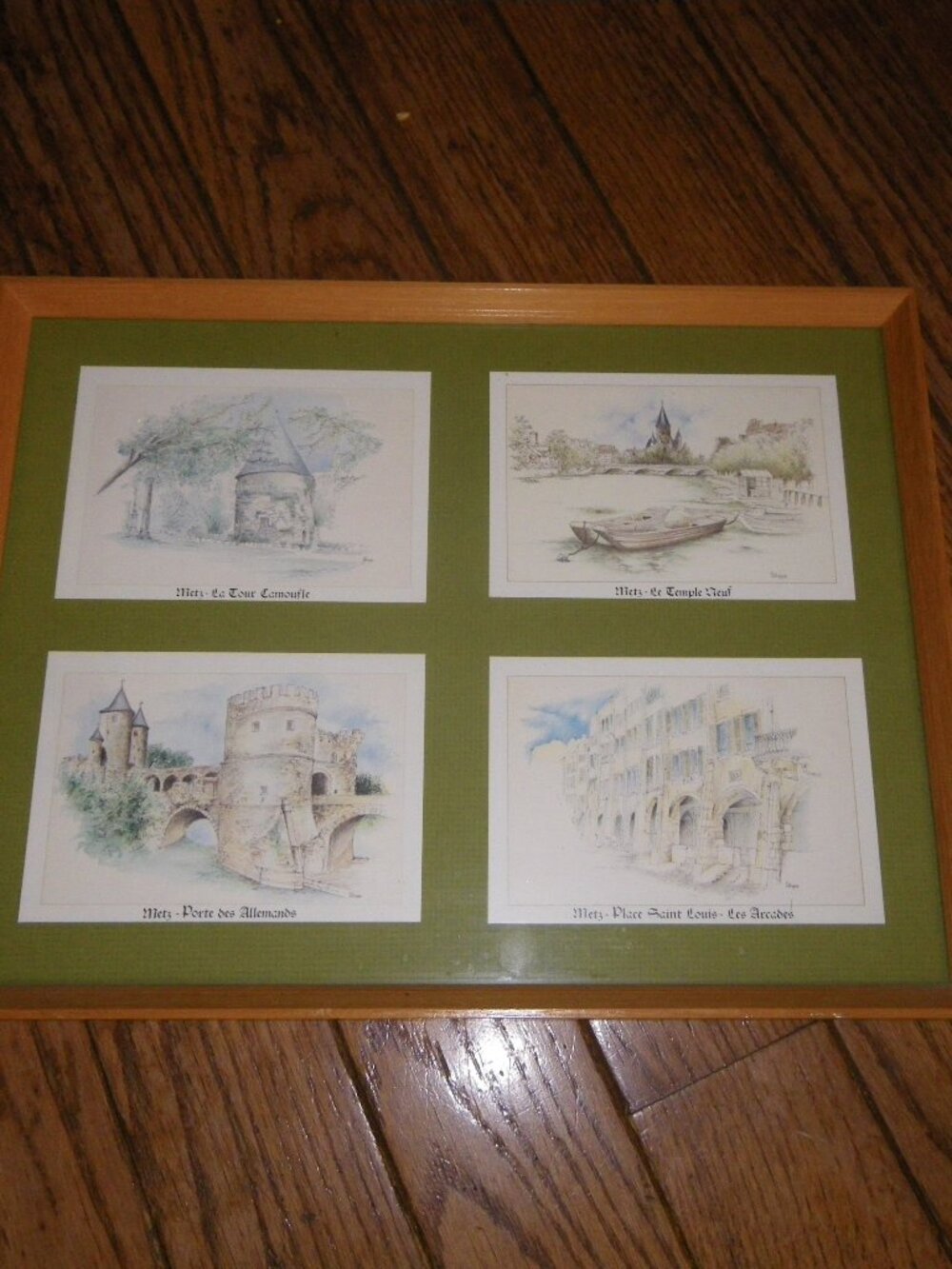 Vintage Framed 4 Mini Art Prints France Le Tour Camoufle Porte des Allemands+